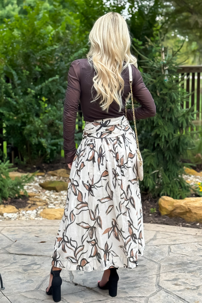Aelin Shirred Maxi Skirt : Mocha