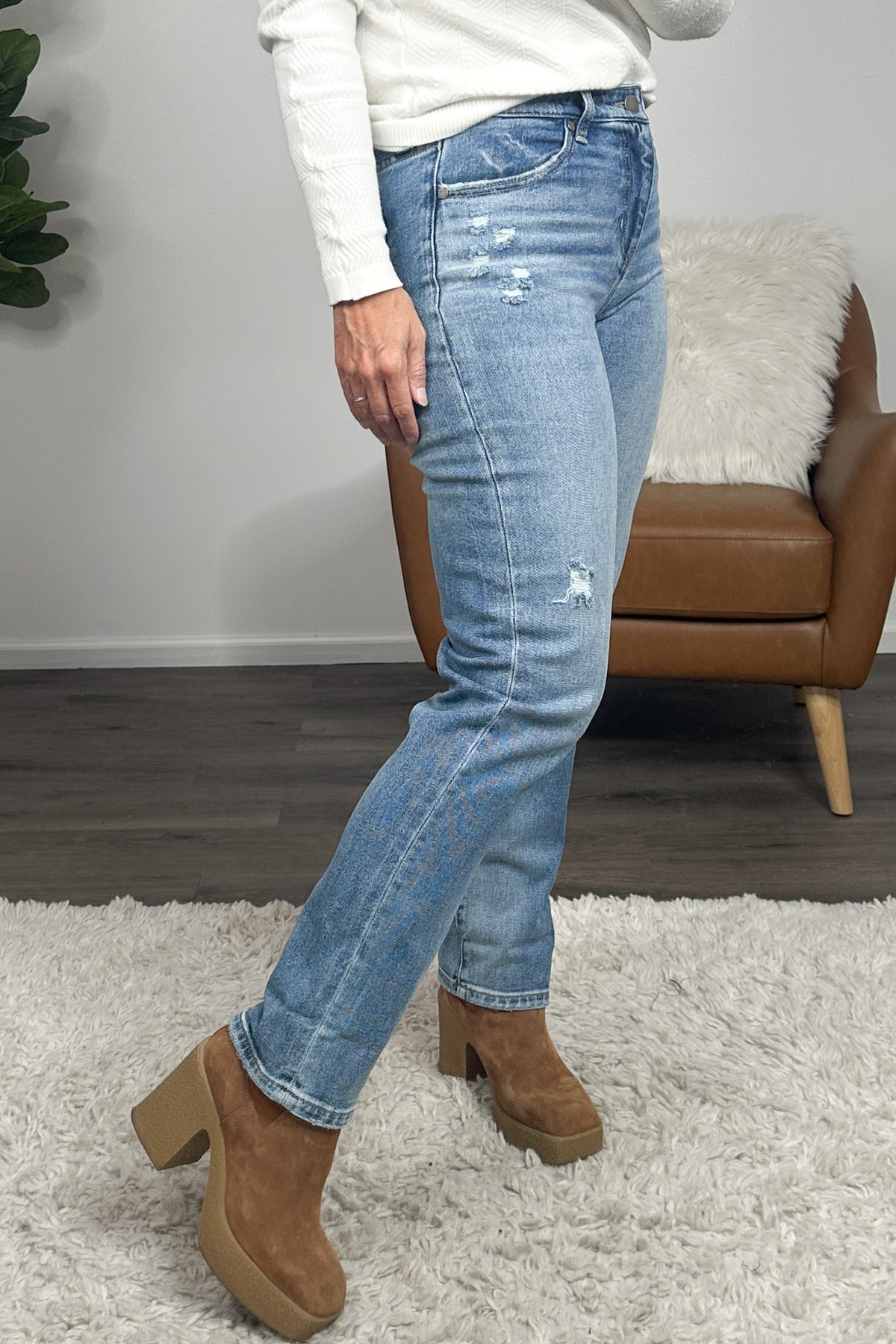 Liverpool Downey Marley Girlfriend Cuffed Jean : Medium Wash