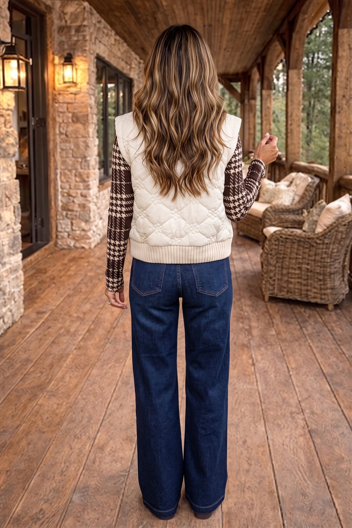 Aletta Mixed Media Vest : Oatmeal
