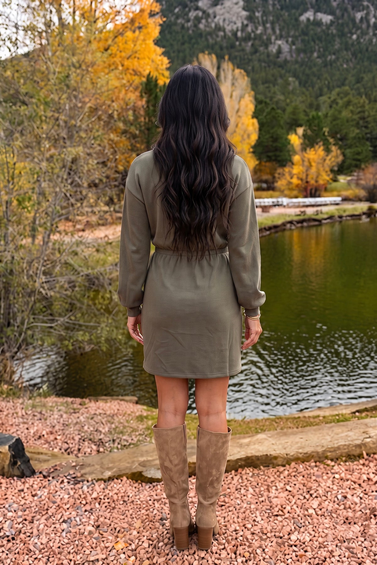 Casiane Drop Shoulder Mini Dress : Olive