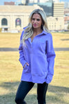 Lula Fleece Embroidered Exit 313 Snap : Lavender