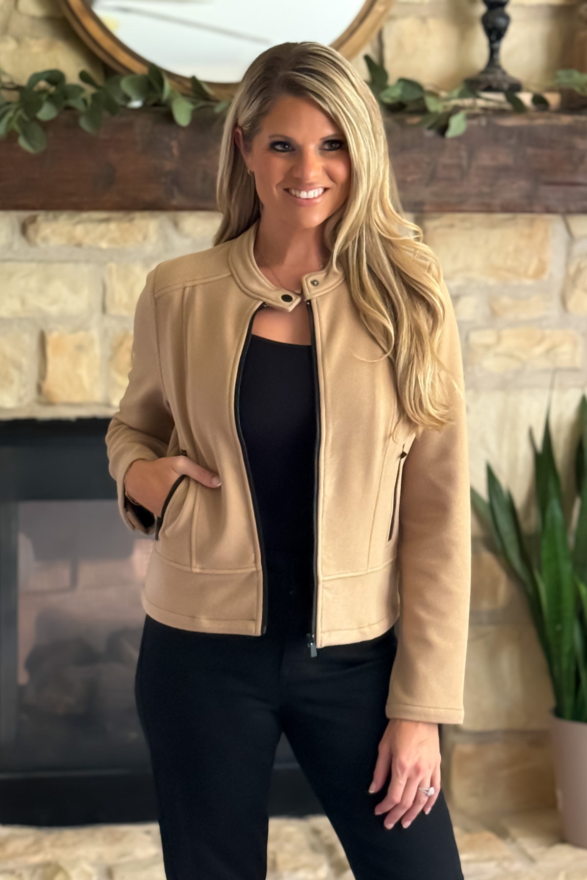 Liverpool Maisie Biker Jacket : Camel