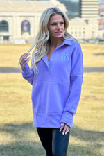 Lula Fleece Embroidered Exit 313 Snap : Lavender