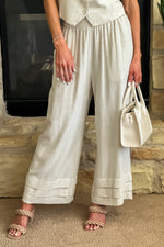 Rhyne Elastic Ruffle Waist Pants : Natural