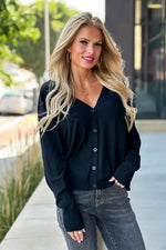 Just Your Style Double V-Neck Cardigan : Black