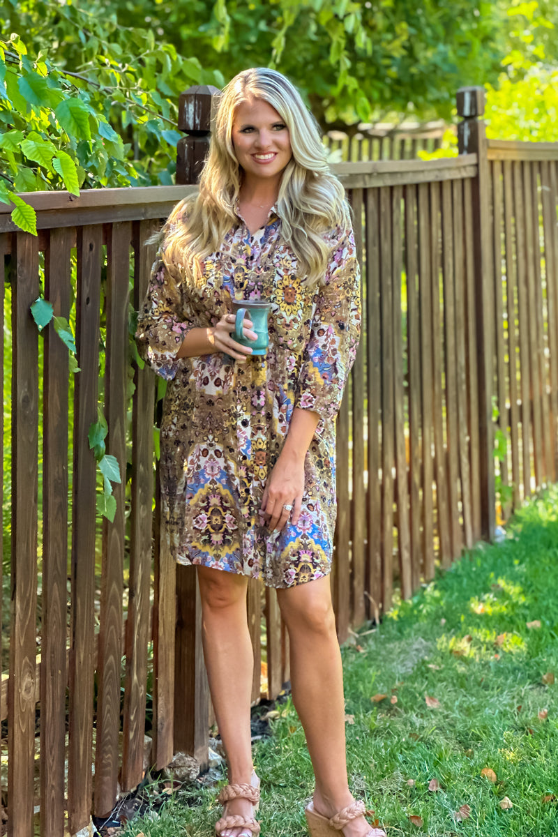 Tribal Penny Lane Pintuck Dress : Grape