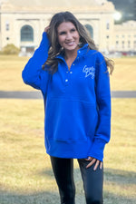 Lula Fleece Embroidered Game Day Snap : Blue