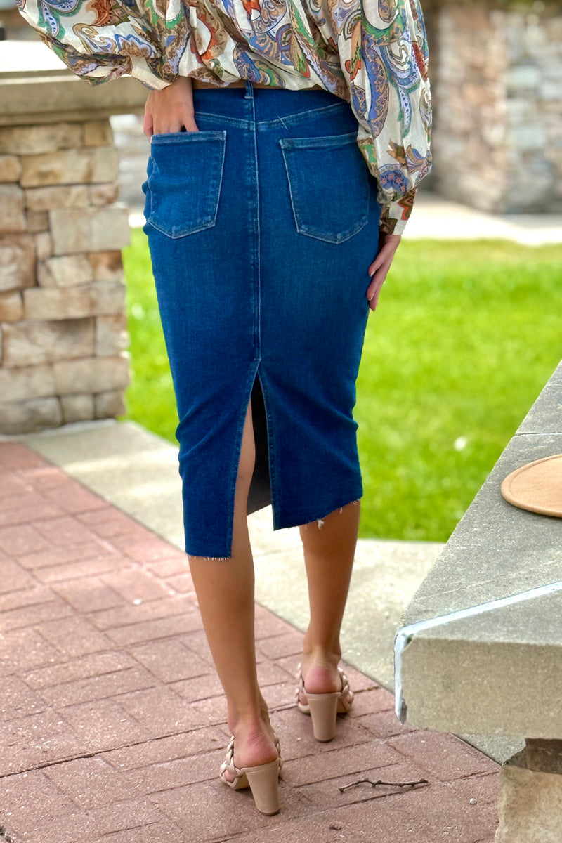Judy Blue Arya High Waist Mid Length Skirt : Dark