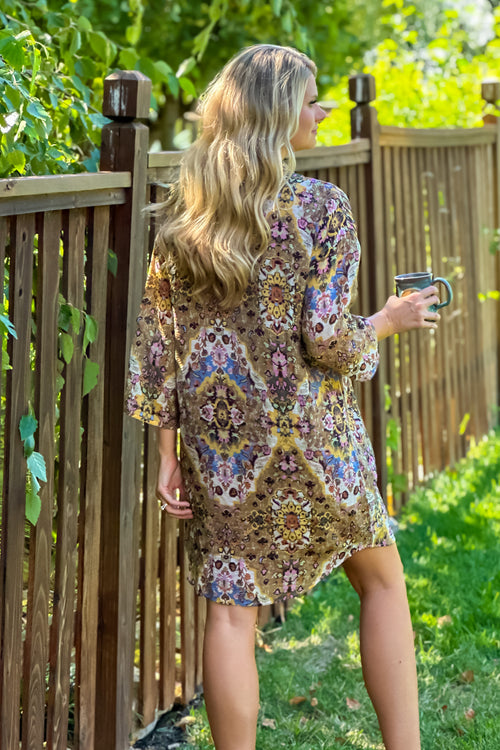 Tribal Penny Lane Pintuck Dress : Grape