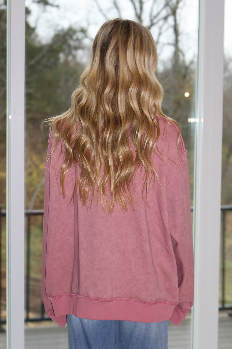 Alessia Oversized Mock Neck Pullover : Mauve