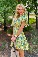 Gwen V neck Dress : Teal Moss