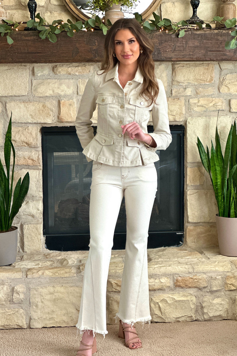 Liverpool Sutton Peplum Jacket : Cappucino Stripe
