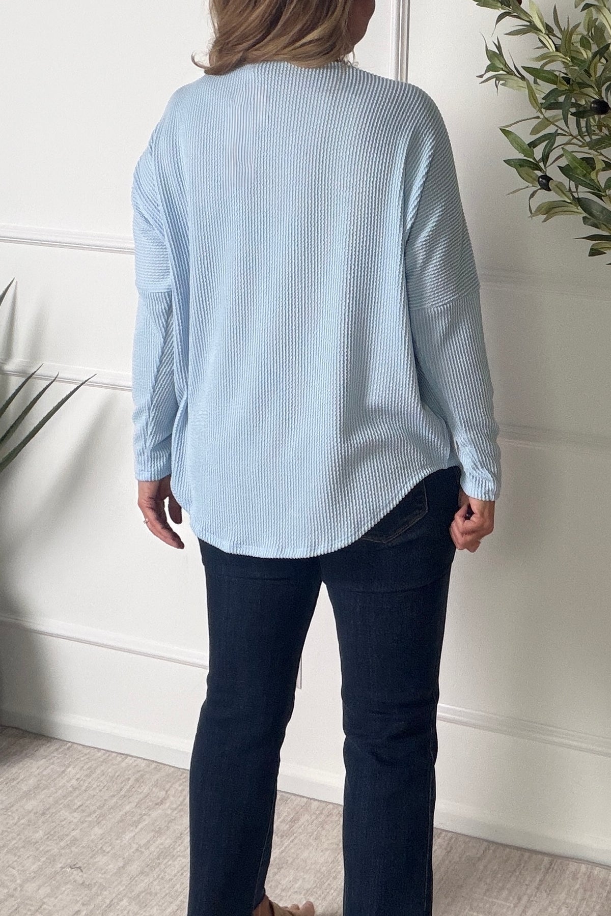 Macie Dolman Sleeve Zipper Top : Blue