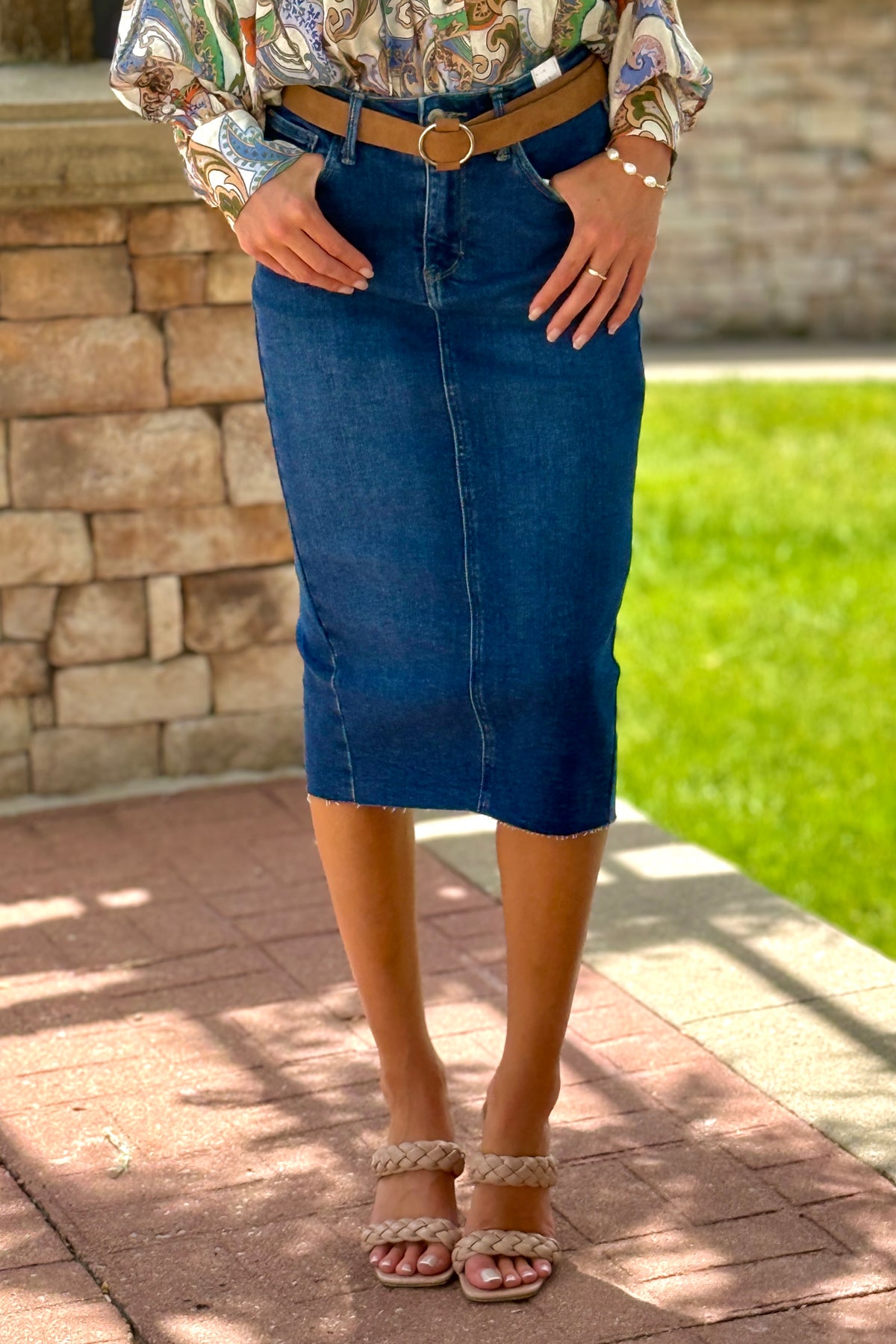 Judy Blue Arya High Waist Mid Length Skirt : Dark