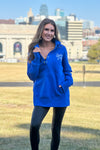 Lula Fleece Embroidered Game Day Snap : Blue