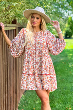 Darci Floral Print Dress : Rust