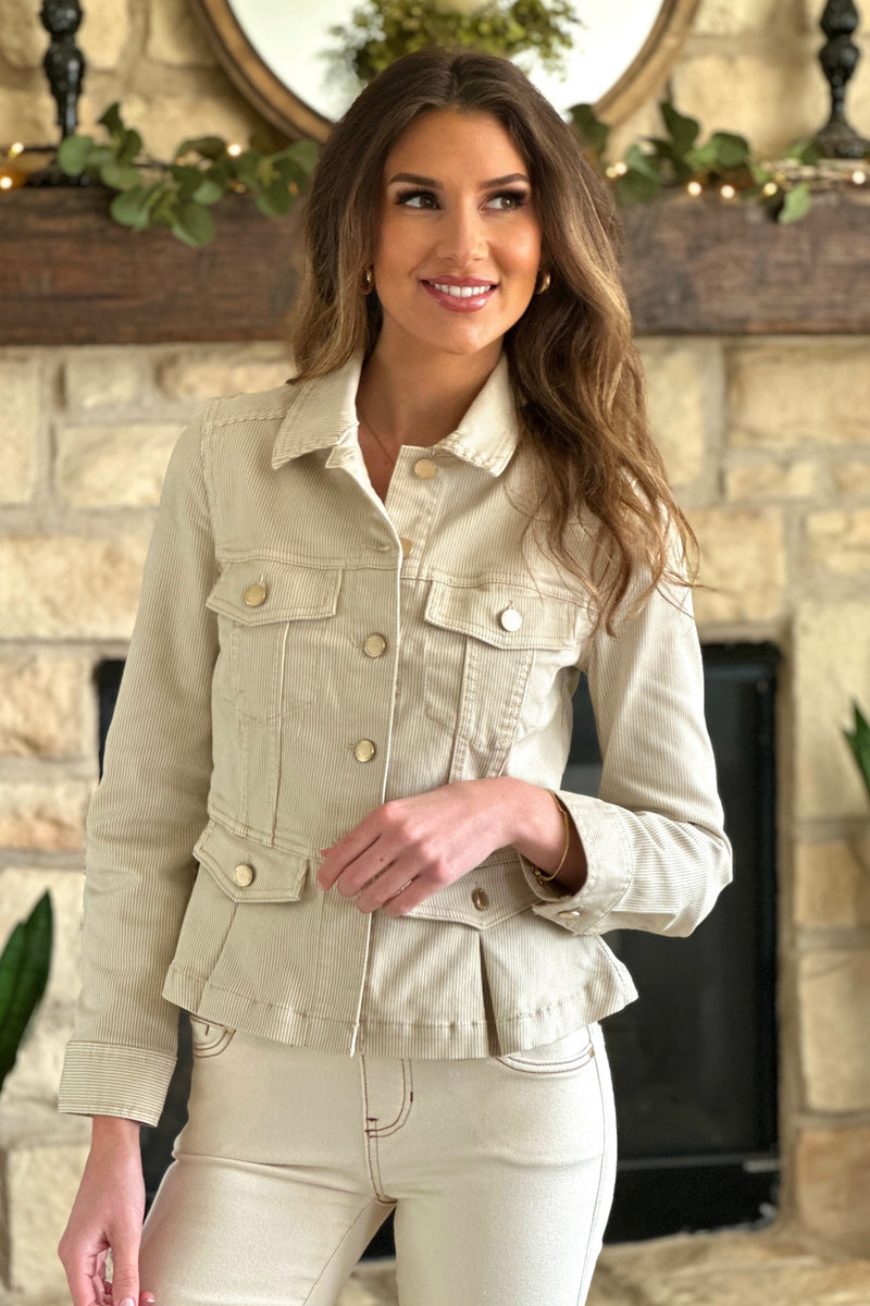 Liverpool Sutton Peplum Jacket : Cappucino Stripe