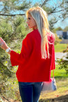 Elizabeth Mock Neck Pullover Sweater : Red