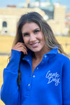 Lula Fleece Embroidered Game Day Snap : Blue