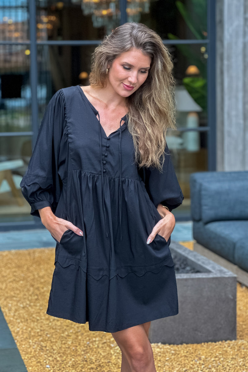 Alima Front Detail Midi Dress : Black