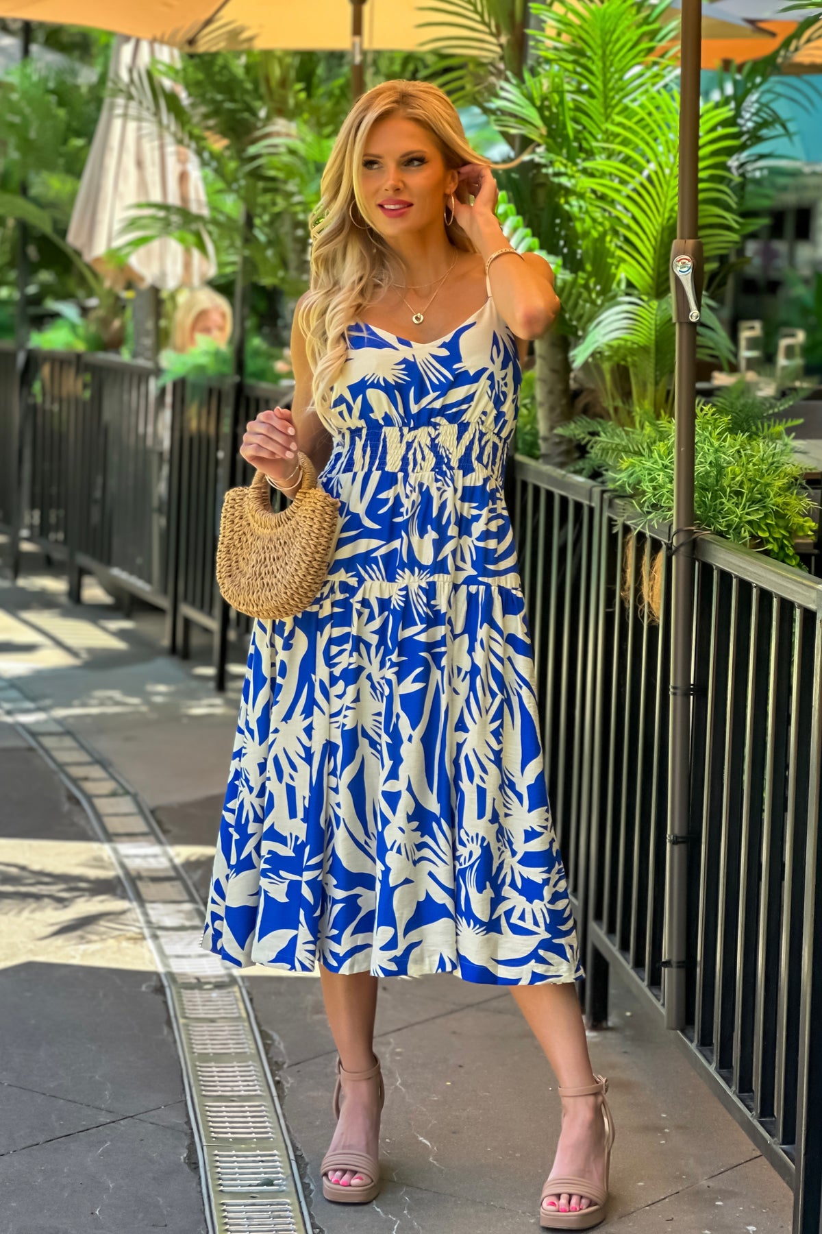 Yamuna Printed Maxi Dress : Blue Cream