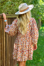 Darci Floral Print Dress : Rust