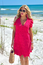 Braylin Crochet Mini Dress : Raspberry