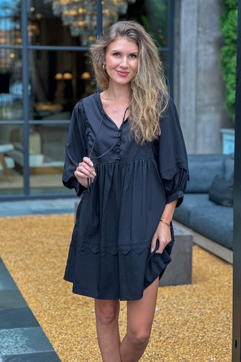 Alima Front Detail Midi Dress : Black