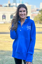 Lula Fleece Embroidered Game Day Snap : Blue