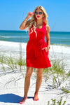 Emilijah Contrast Tank Mini Dress : Cherry