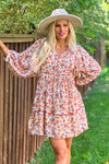 Darci Floral Print Dress : Rust