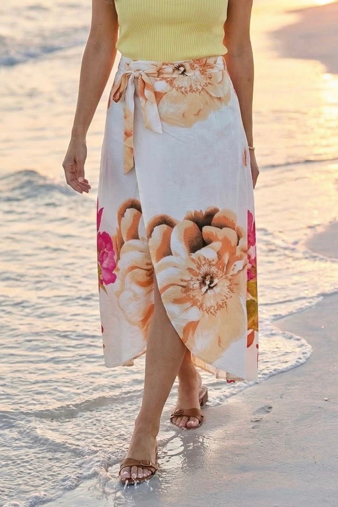 Mckinley Floral Wrap Maxi Skirt : Off White