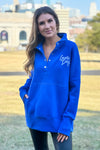 Lula Fleece Embroidered Game Day Snap : Blue