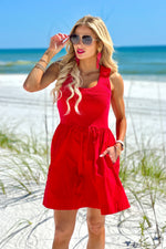 Emilijah Contrast Tank Mini Dress : Cherry