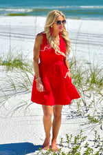Emilijah Contrast Tank Mini Dress : Cherry