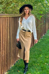 Elaine Stretch Rib Midi Skirt : Camel