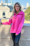 Thea Vintage Wash Long Pullover : Pink