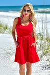 Emilijah Contrast Tank Mini Dress : Cherry
