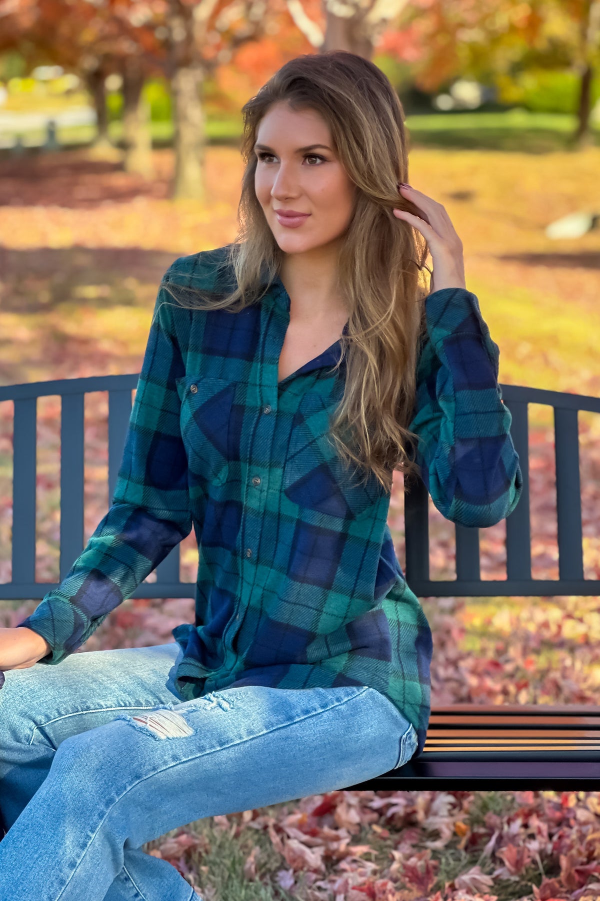 Lewis Soft Plaid Button Down Shirt : Pine Green & Navy