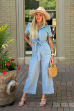 Juliet Zipper Front Jumpsuit : Light Denim