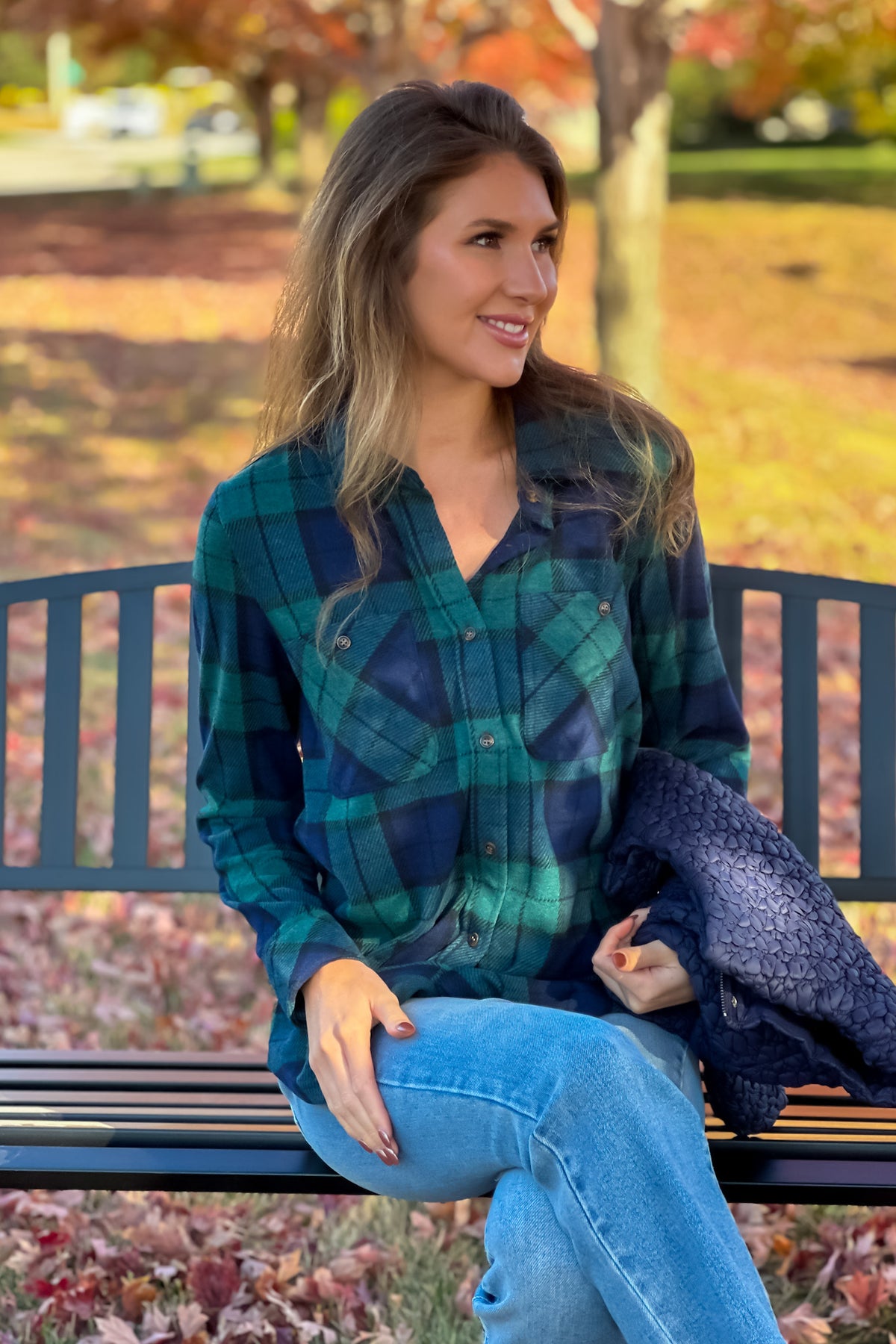 Lewis Soft Plaid Button Down Shirt : Pine Green & Navy
