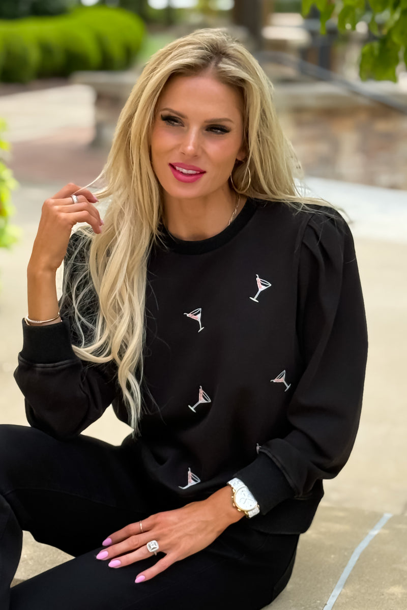 Dry Martini Top w/ Puff Sleeve : Black
