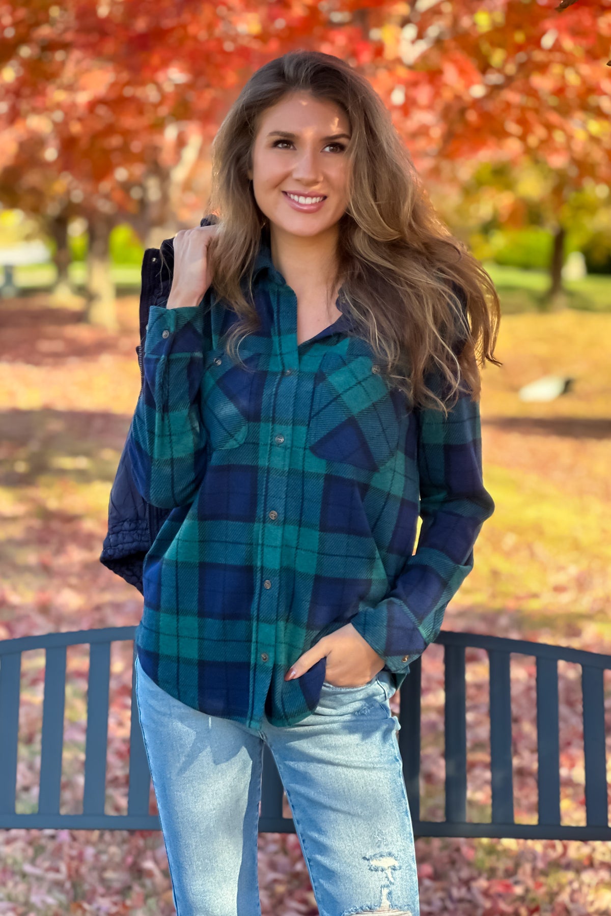 Lewis Soft Plaid Button Down Shirt : Pine Green & Navy