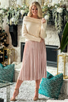 Get Your Attention Sparkle Pleated Skirt : Blush