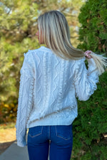 Snow Day Fringe Detail Sweater : Cream