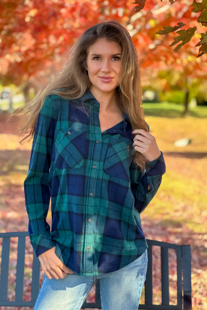 Lewis Soft Plaid Button Down Shirt : Pine Green & Navy