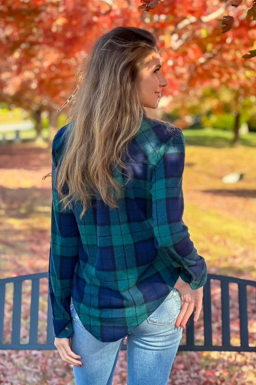 Lewis Soft Plaid Button Down Shirt : Pine Green & Navy