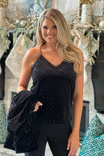 Party Time Velour Studded Cami : Black