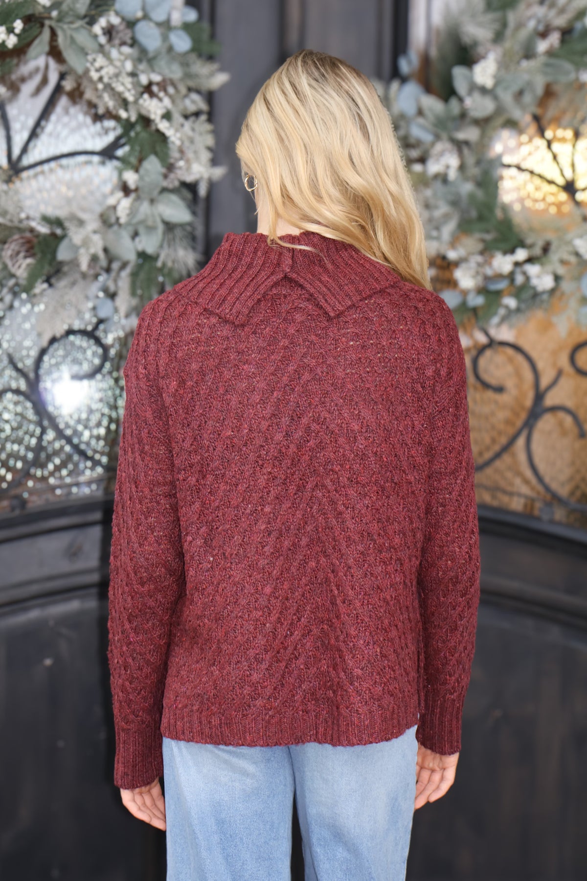 Charlie B Merida Cable Knit Sweater : Cabernet
