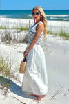 Juno Knit Top Woven Tank Dress : White/Navy